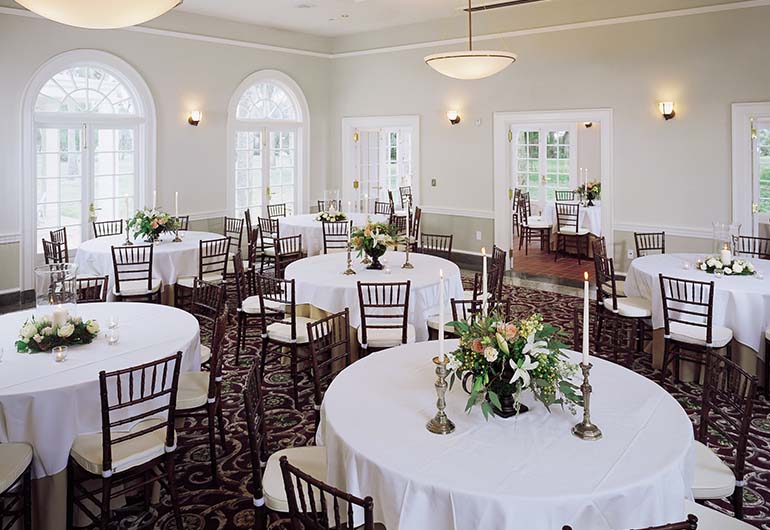 dining room the ribault club set for wedding